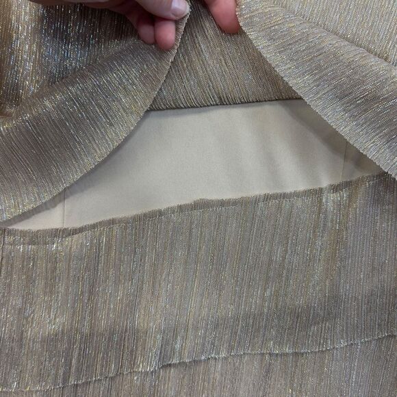 Dress Barn Champagne Metallic Gold Tiered Lined Sleeveless Dress 12 flapper - Picture 6 of 16